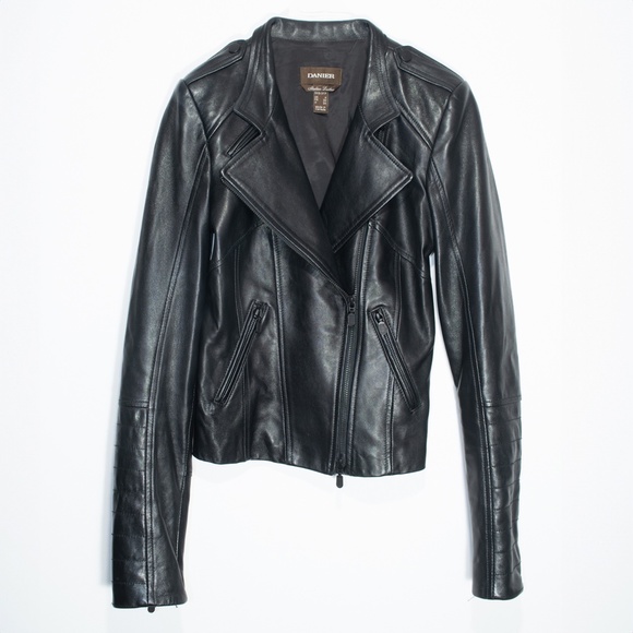 Danier Black Leather Biker Jacket 3XS - Picture 4 of 7